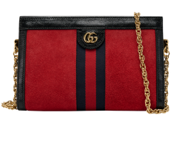 Ophidia Chain Crossbody, Leather/Suede, Red, 520981, DB, 2*